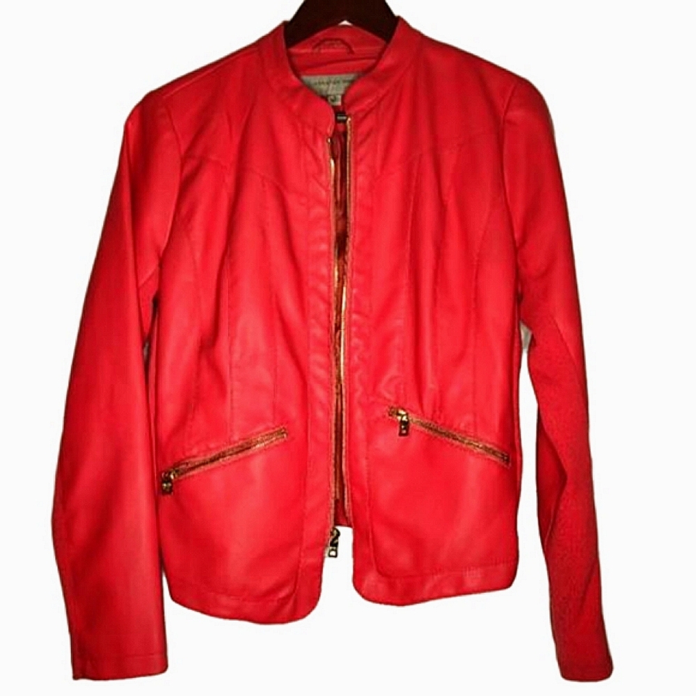 Elevate Your Look: The Bold Coral Pink Marc New York Leather Jacket